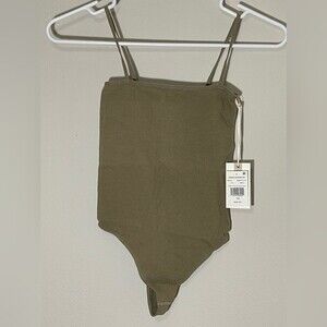 Good American NWT Skinny Strap Seamless Bodysuit Size 1 / 2 Color Brindle